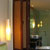 Folding door, rattan panel open